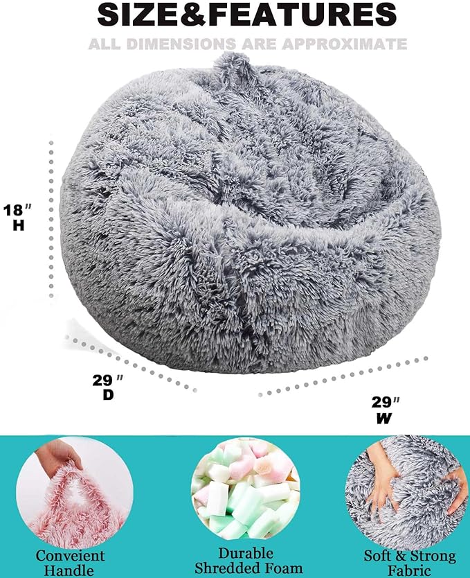 Fluffy Bean Bag Chair for Kids, 2.5FT Round Memory Foam Filled Bean Bag for - Image 3
