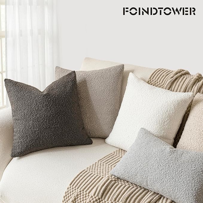 Foindtower Set of 2, Decorative Textured Boucle Throw Pillow Covers Accent - Image 7