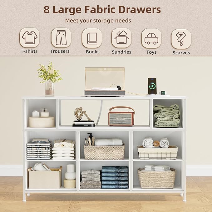 Somdot White TV Stand, Dresser for Bedroom for 55 inch TV - Image 4