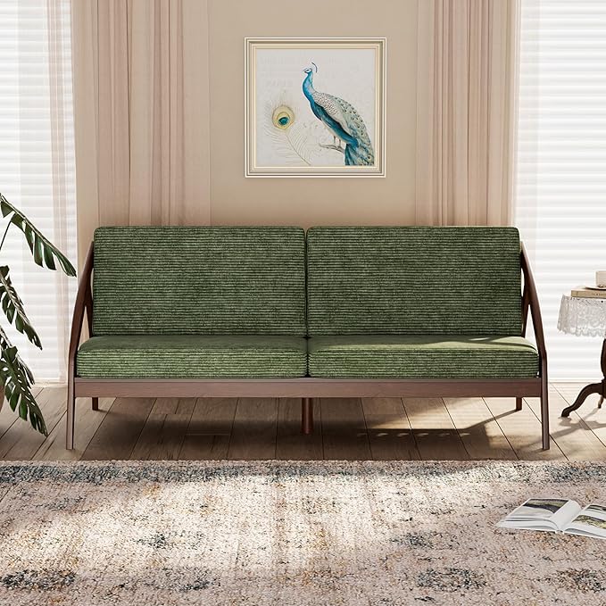 73.4" Solid Wood Upholstered Sofa, Comfortable Seat Cushion, Removable Cover - Image 5