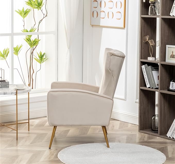 Container Furniture Direct Modern Velvet Accent Chair, Channel Tufted Bedroom - Image 8