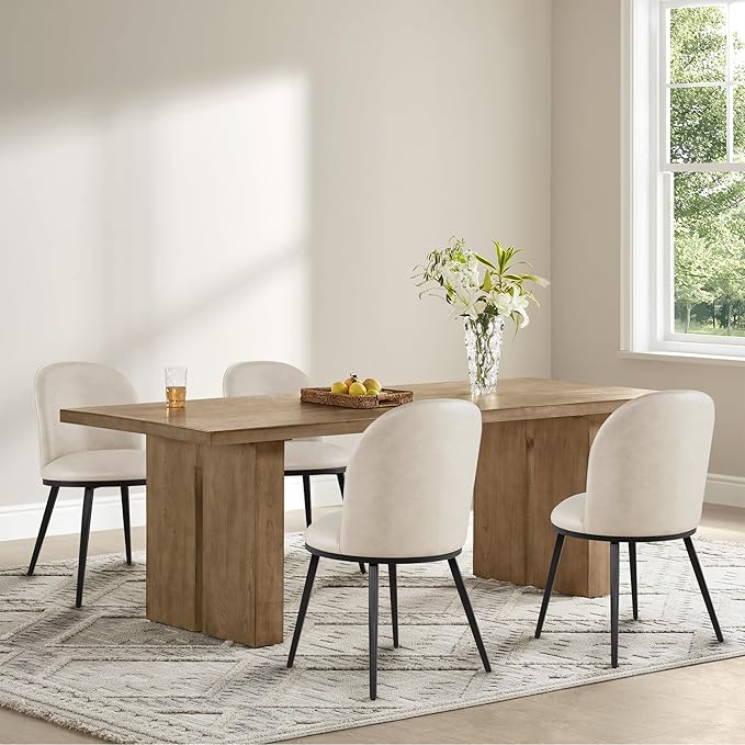 Dining Chairs Set of 6, Faux Leather Upholstered Dining Room Chairs by Kislot