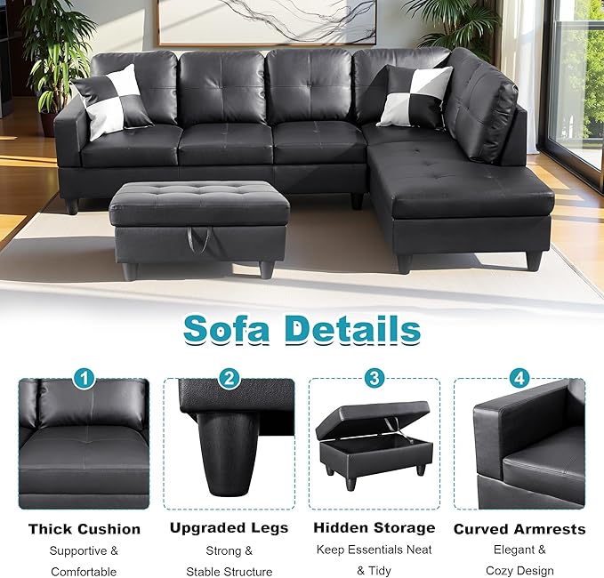 103.5" Oversized Sectional Couch, L Shaped Couch - Image 4