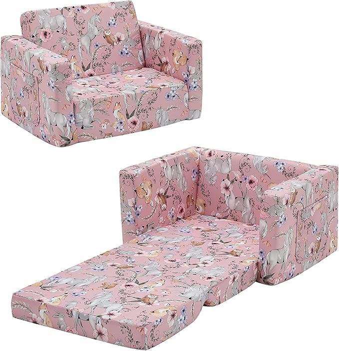 Ulax furniture Kids Convertible Sofas Children Flip-Out Sofa by UlaxFurniture