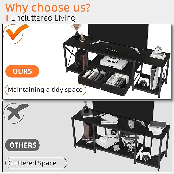 TV Stand with Fabric Drawers for 65 70 75 Inches TV - Image 2