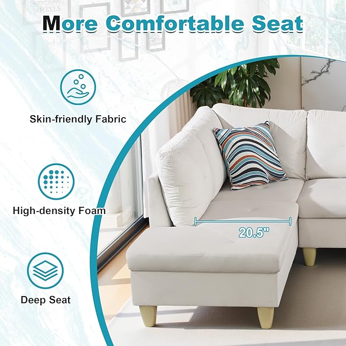97" Oversized Sectional Couch, L Shaped Couch - Image 5