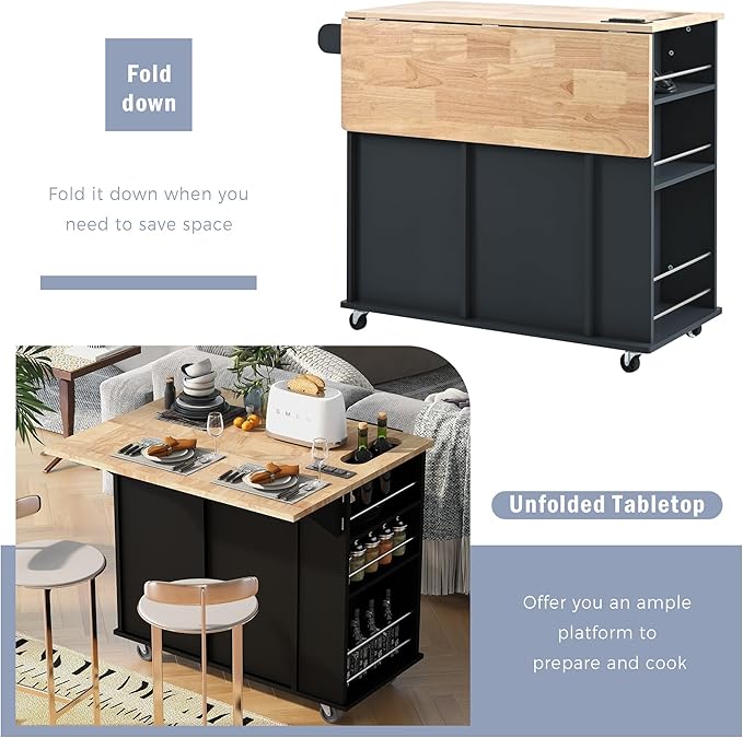 Merax Rubber Wood Kitchen Island - Image 7