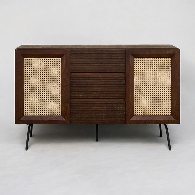 NTC MOSSIC Sideboard with 2 Doors and 3 Drawers, Buffet Cabinet with Natural - Image 8