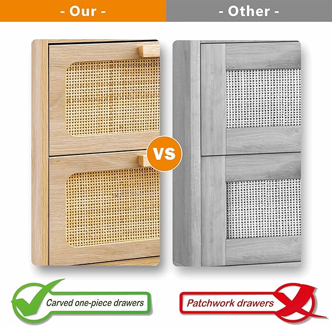 Rattan Nightstand, Boho Bedside - Image 5