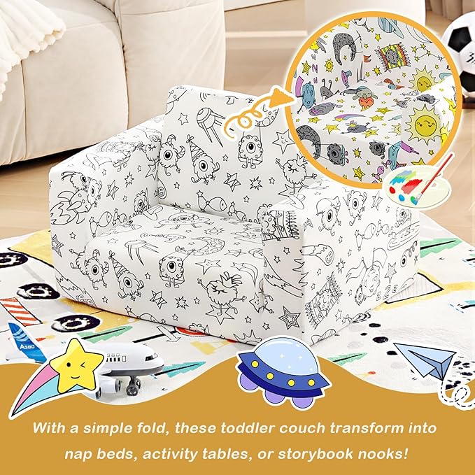 Tiita Kids Sofa Couch, Convertible Children Couch to Lounger, Toddler Comfy Sofa - Image 6