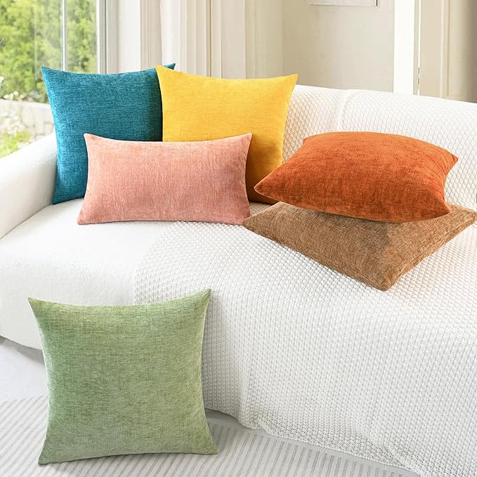 CaliTime Throw Pillow Covers Decorative 22 X 22 Inches Pack of 2 Cozy Chenille - Image 4
