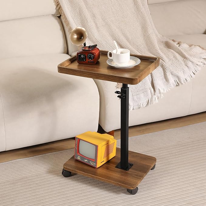 Adjustable Height Couch Tables That Slide Under Sofa, 360° Swivel Modern Tv - Image 8