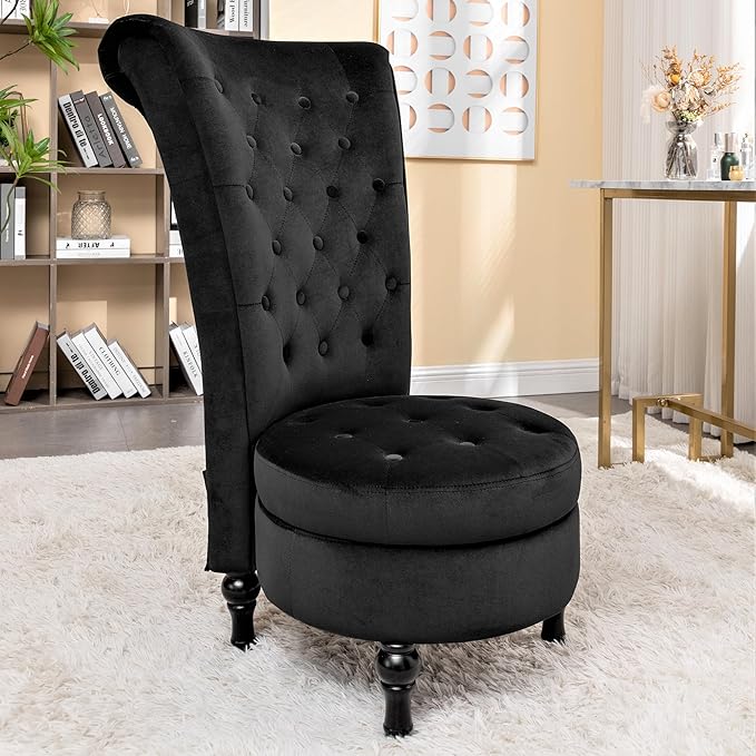 Container Furniture Direct Royal High-Back Velvet Accent Chair - Image 2
