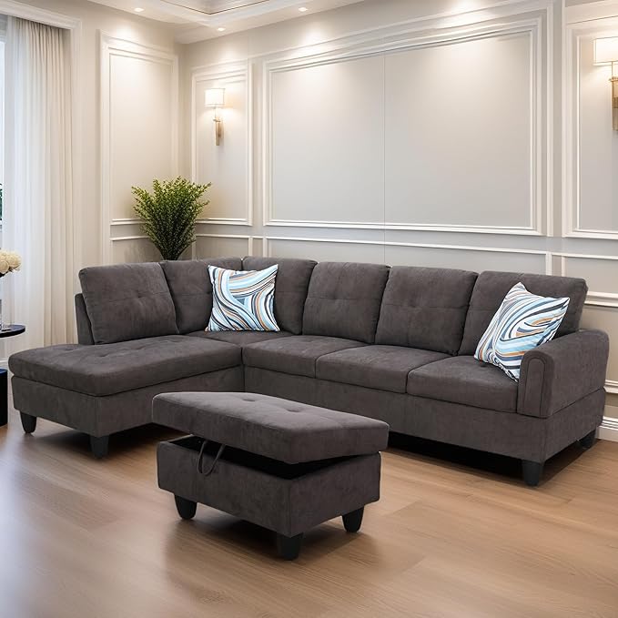 L Shaped Sectional Couches for Living Room, Modern Modular Sectional Sofa by FONTOI