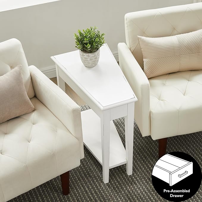 Leick Home Haven Ridge Wedge End Table, Tapered Side Table, Farmhouse White - Image 10