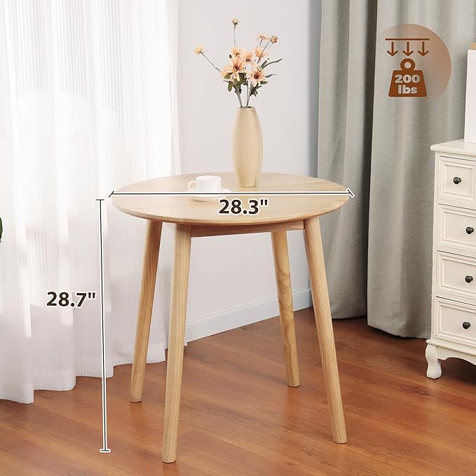 28.3" Small Round Dining Table for 2, Wooden Space-Saving Kitchen Dinner Table - Image 2
