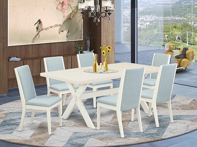 East West Furniture X027LA015-7 7 Piece Dining Room Furniture Set Consist of a - Image 2