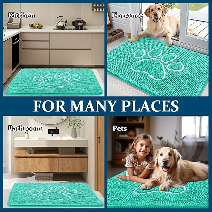 OLANLY Door Mat for Muddy Dog Paws 48x30, Ultra Absorbent Chenille Mud Doormat - Image 8