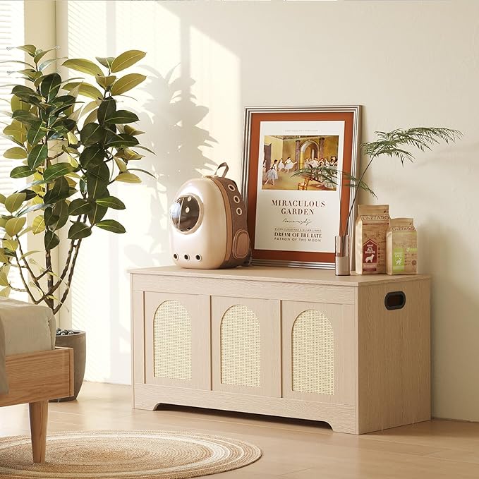 DINZI LVJ Storage Chest, 39.4" Rattan-Like Box - Image 2