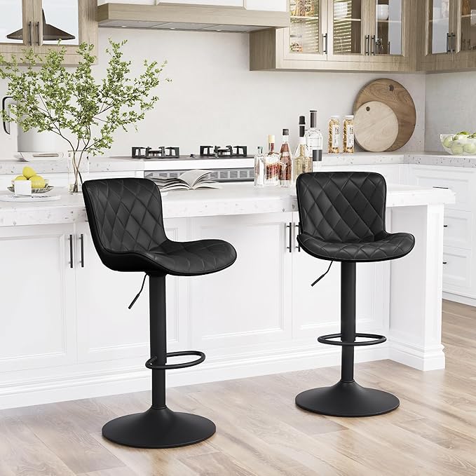 YOUNUOKE Bar Stools Set of 2 Faux Leather Barstools - Image 6