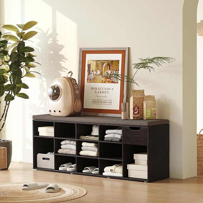DINZI LVJ Shoe Bench, Entryway Storage Bench - Image 9