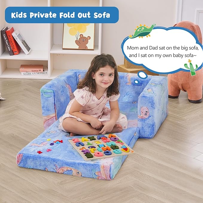 Toddler Chair Comfy, 2-in-1 Soft Toddler Couch Fold Out - Image 2