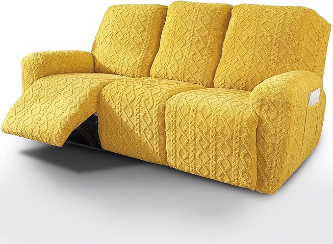 vctops 8 Pieces Geometric Jacquard Plush Recliner Sofa Covers Soft Fuzzy Fluffy by vctops