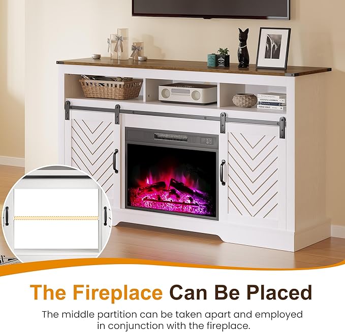 RoyalCraft Farmhouse TV Stand for 23" Electric Fireplace, Tall Entertainment - Image 8