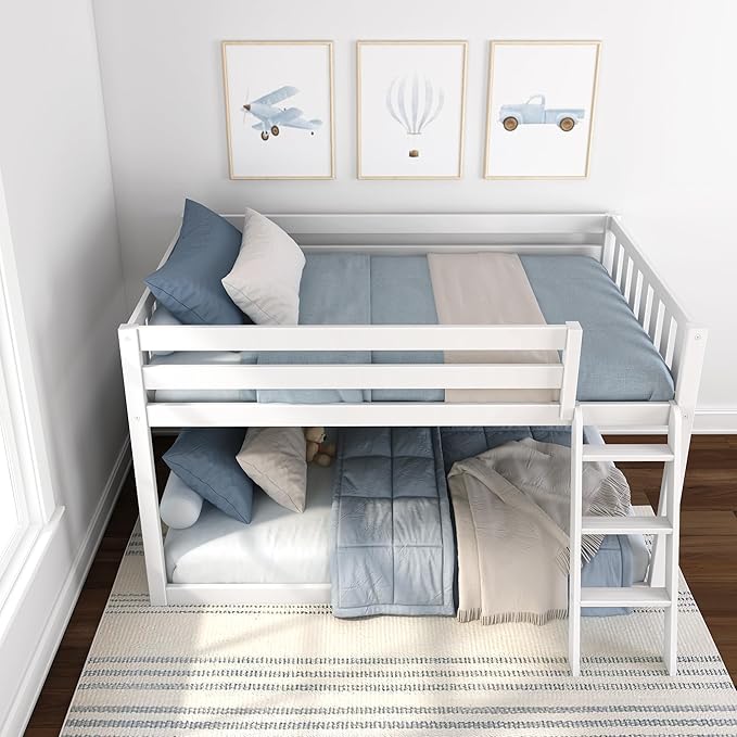 Max & Lily Fundamental Twin Low Bunk Bed, Kids Solid Wood Modern Bed Frame - Image 5