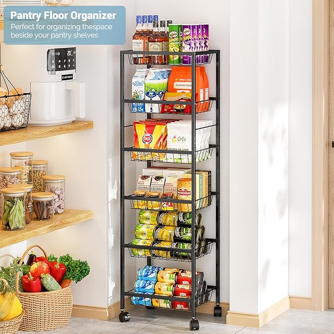 Fruit Vegetable Basket for Kitchen, 6 Tier Fruit and Vegetable Storage Cart - Image 6