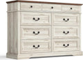 LINSY HOME 9 Drawers Dresser for Bedroom, Modern Farmhouse Large Dresser TV by LINSYHOME