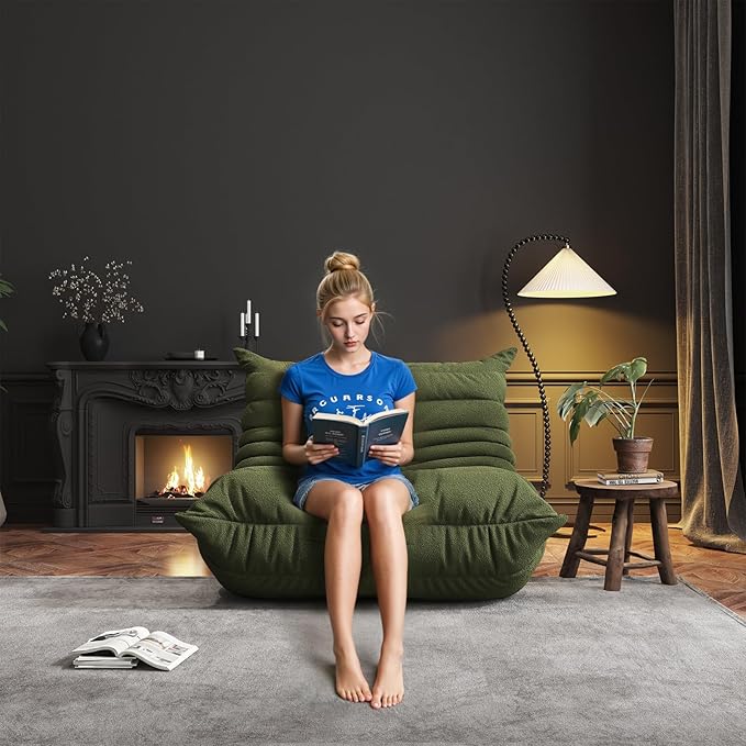 Bean Bag Chairs for Adults, BeanBag Reading Chair Memory Foam Couch, Floor - Image 6