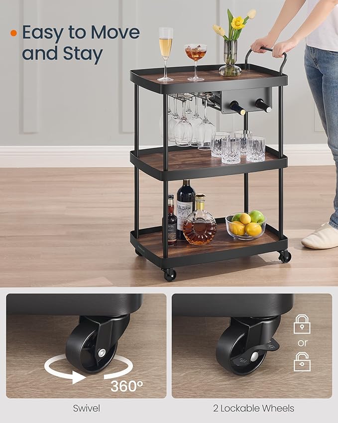 SONGMICS HOME Bar Cart, Home Bar Serving Cart - Image 7
