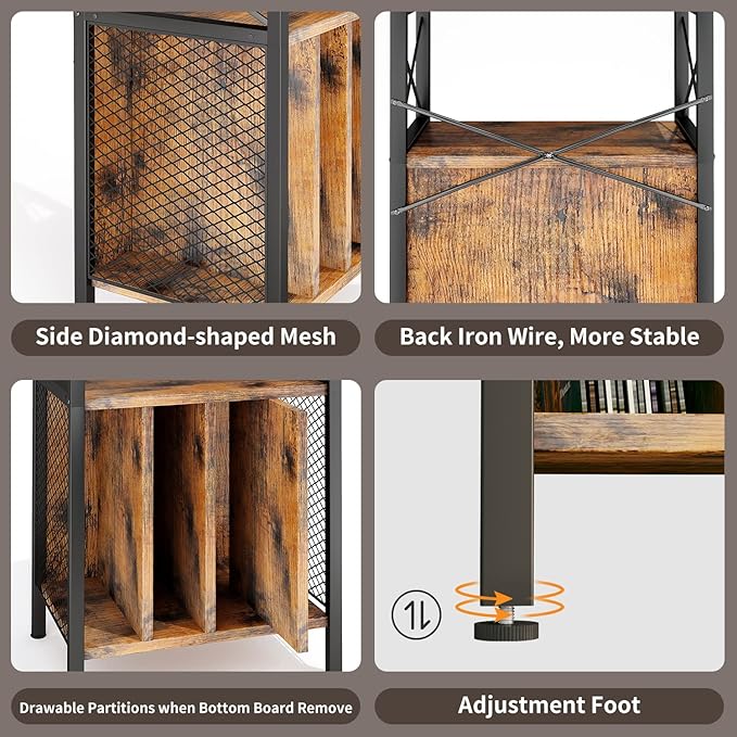 3-Tier Record Player Stand, Vinyl Record Storage Turntables - Image 4