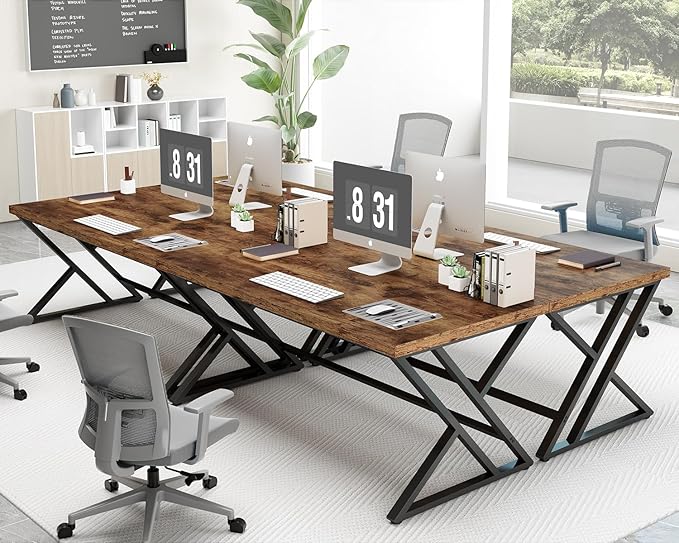 LVB Rustic Wood Computer Desk, Metal Home Executive Office Desk, Industrial - Image 8