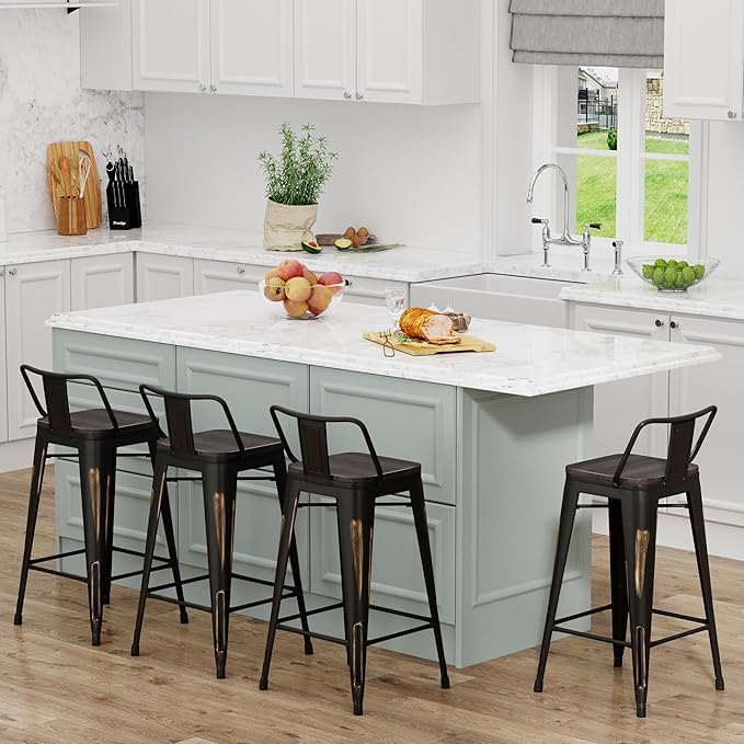 Yongchuang 24" Industrial Metal Barstools Set of 4 Counter Height Bar Stools - Image 5