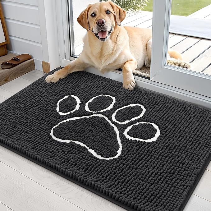 OLANLY Door Mat for Muddy Dog Paws 36x24, Ultra Absorbent Chenille Mud Doormat by OLANLY