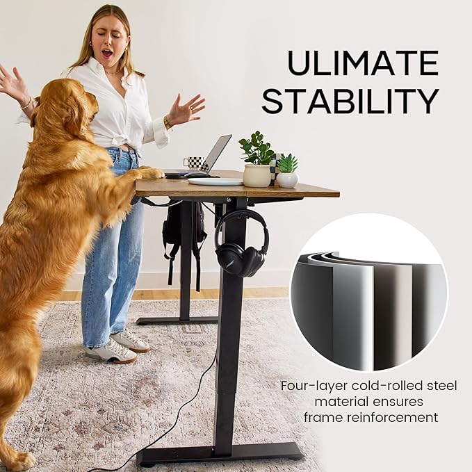 Veken 55 Inch, Height Adjustable Sit Stand Up, Wood Desktop, Work Home Office - Image 5