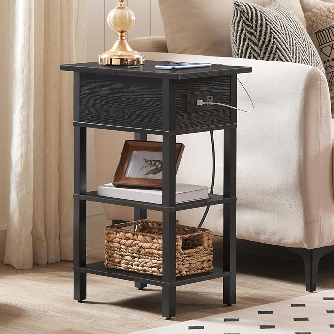 HOOBRO End Table with Charging Station, Flip Top Side Table with USB Ports - Image 9