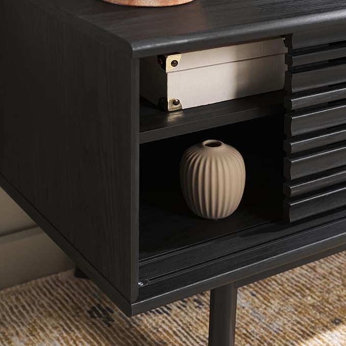 SAFAVIEH ESMA TV Stand for up to 65" Flatscreen – Black, Sliding Doors - Image 3
