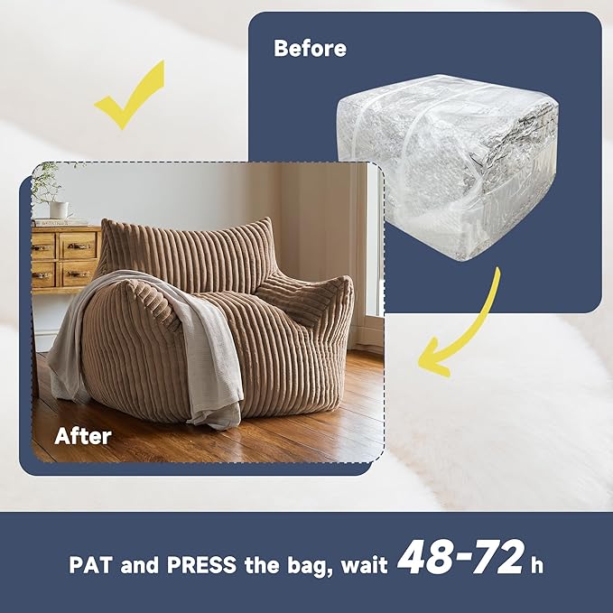 Oversized Bean Bag Chair for Adults, Giant Comfy Plush Boneless Bean Bag Couch - Image 6