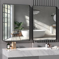 Hasipu 2 PCS Bathroom Mirror for Wall, 36 x 28 Inch Black Metal Framed Bathroom by Whatssuitableisthebest