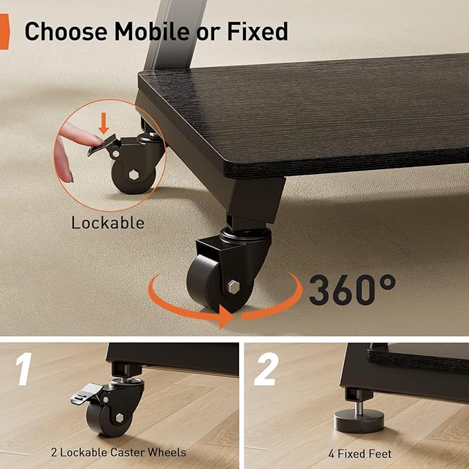 Perlegear Mobile TV Stand with Soundbar Mount, Rolling Floor TV Stand with - Image 5