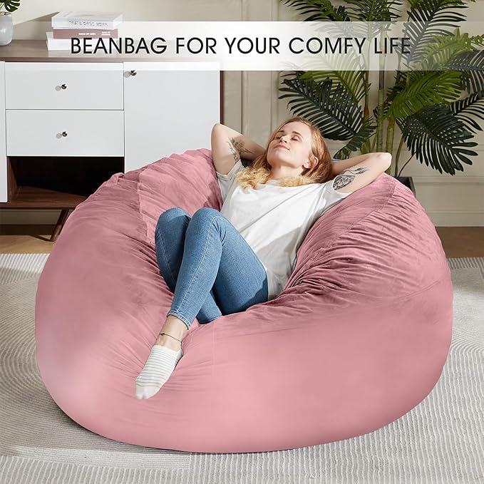 HABUTWAY Bean Bag Chair: Giant 5' Memory Foam Furniture Bean Bag Chairs - Image 6