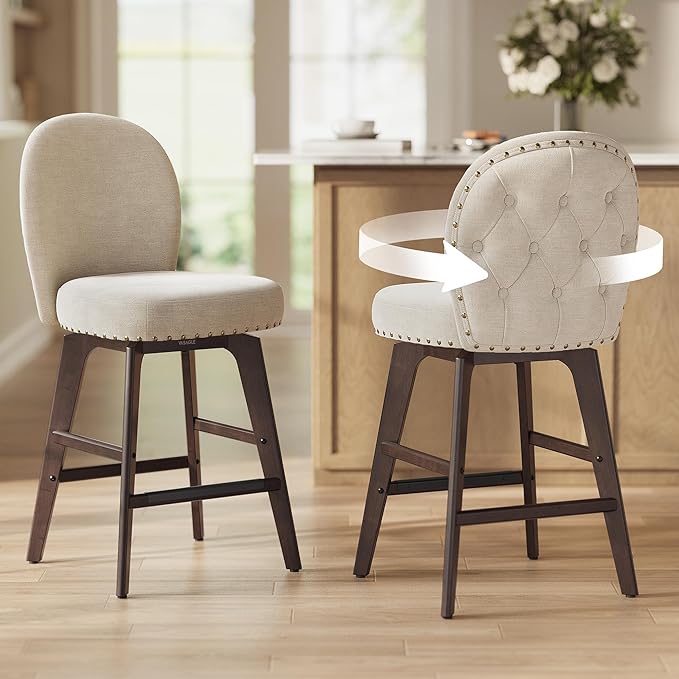 VASAGLE Bar Stools Set of 2, Swivel Counter Height Bar Stools by VASAGLEbySONGMICSHOME