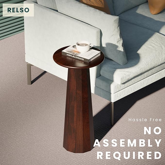 Relso Enteka Solid Mango Wood End Table – 24" Tall Accent Side Table - Image 4