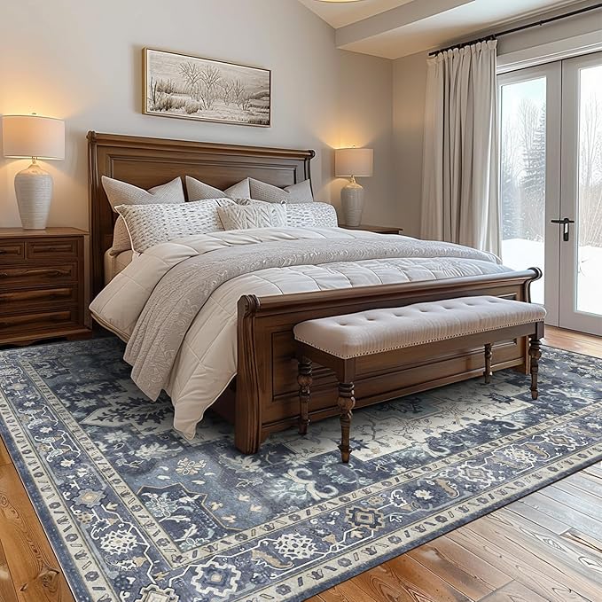 GENIMO 9x12 Area Rugs for Living Room, Machine Washable Non Slip Vintage Rugs - Image 9