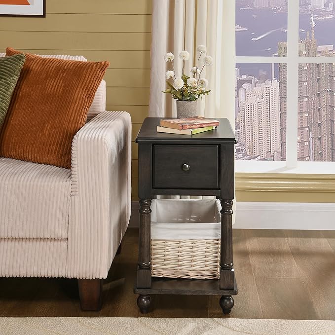 LEEMTORIG Solid Wood End Table Narrow Side Table - Image 6