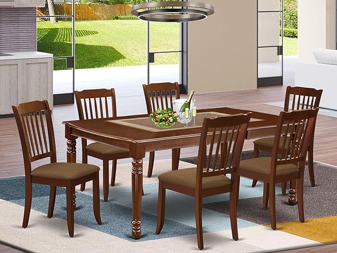East West Furniture DODA7-MAH-C 7 Piece Modern Dining Table Set Consist of a - Image 2