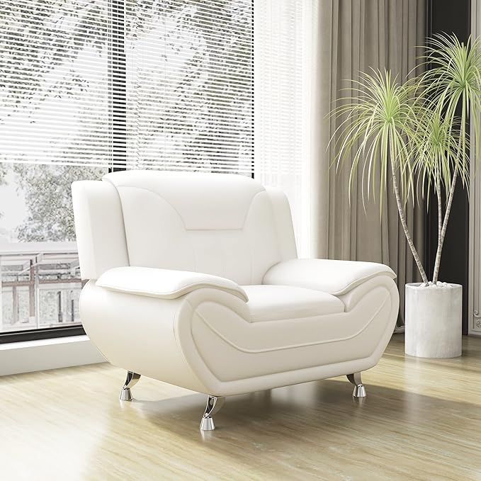 Container Furniture Direct Michael Modern Faux Leather Upholstered Stainless - Image 6